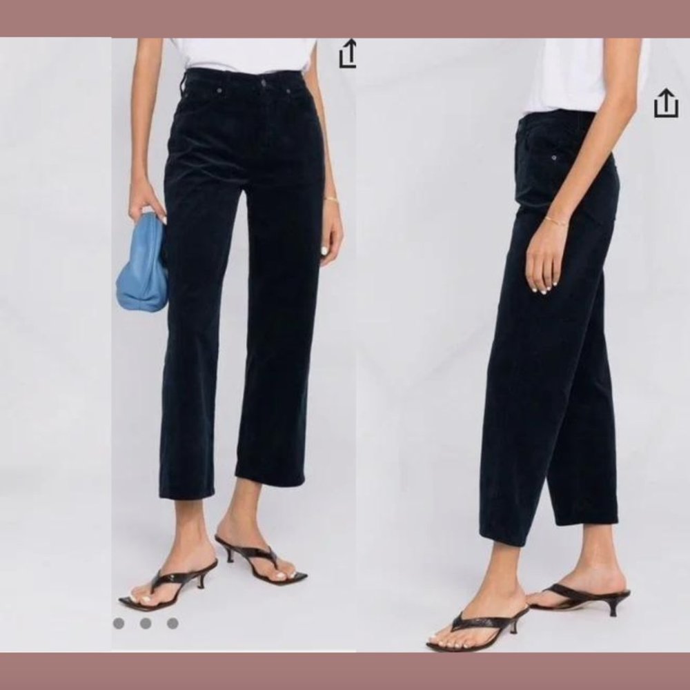 NEW 7 For All Mankind [ XS ] Cropped Corduroy Straight Leg Jean Pants Blue #Q403